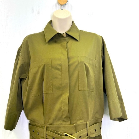 Michael Kors - Utility Army Green Stretch Organic Cotton Jumpsuit Size Small - Picture 6 of 13
